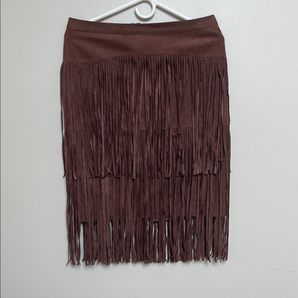 Brown Fringe Skirt BCBG Maxazria Size 6